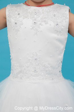 A-line Floor-length Flower Girl Dress Scoop Neckline with Appliques