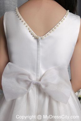 A-line Ankle-length Scoop and Appliques Designed Flower Girl Dress