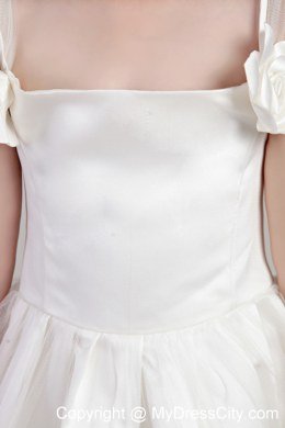 A-line Ankle-length Flower Girl Dress Hand Made Flowers Accented