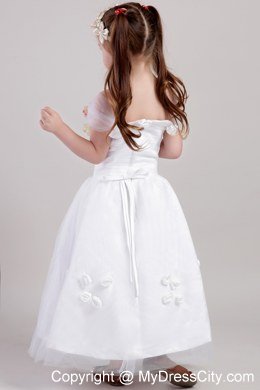 Straps and Flowers Accented Flower Girl Dress A-line Ankle-length Style