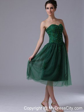 Dark Green Sweetheart A-Line Homecoming Dress Beading Appliques