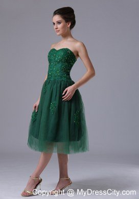 Dark Green Sweetheart A-Line Homecoming Dress Beading Appliques