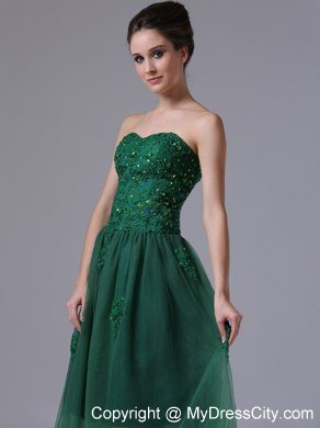 Dark Green Sweetheart A-Line Homecoming Dress Beading Appliques