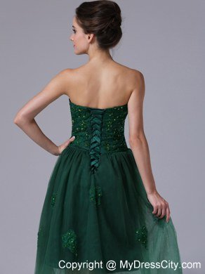 Dark Green Sweetheart A-Line Homecoming Dress Beading Appliques