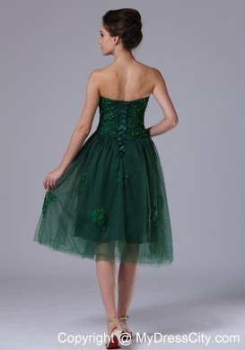 Dark Green Sweetheart A-Line Homecoming Dress Beading Appliques