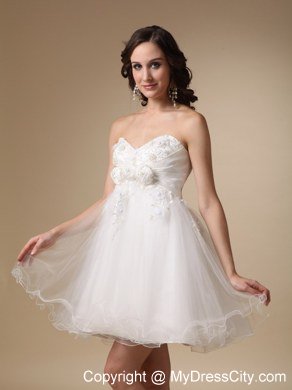 White A-line Sweetheart Mini-length Hand Flowers Homecoming Dress