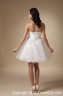 White A-line Sweetheart Mini-length Hand Flowers Homecoming Dress