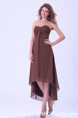 High-low Sweetheart Homecoming Dress Brown with Cool Back