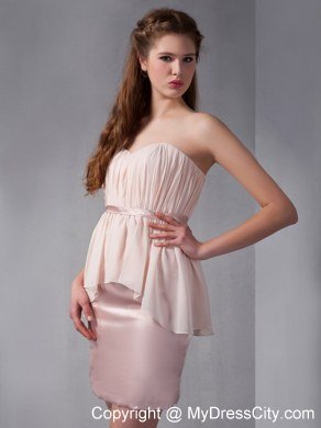 Column Mini-length Chiffon and Taffeta Ruching Homecoming Dress