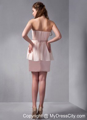 Column Mini-length Chiffon and Taffeta Ruching Homecoming Dress