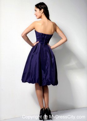 Dark Purple Pleated Strapless Knee-length Dress for Homecoming