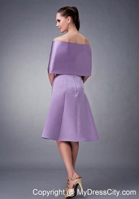 Strapless Lavender Tea-length Satin Homecoming Dress with Shawl