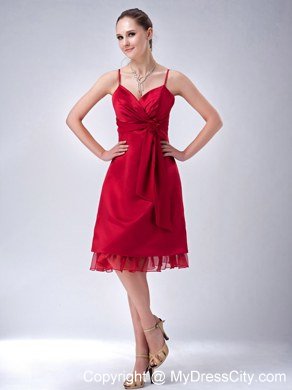 Short Wine Red Sheath Homecoming Dress with Spaghetti Straps