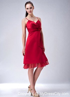 Short Wine Red Sheath Homecoming Dress with Spaghetti Straps