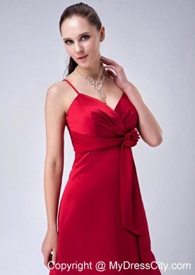 Short Wine Red Sheath Homecoming Dress with Spaghetti Straps