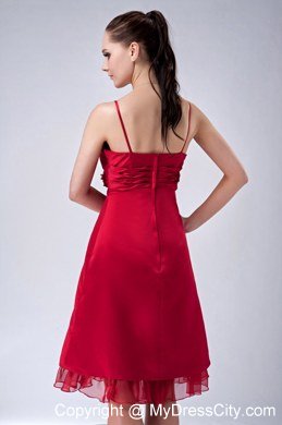 Short Wine Red Sheath Homecoming Dress with Spaghetti Straps