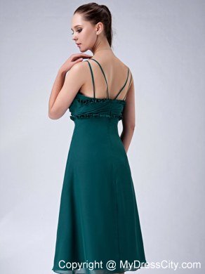 Dark Green Chiffon Homecoming Dress with Straps and Appliques