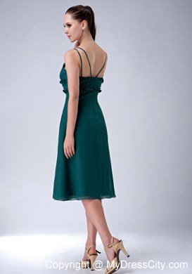 Dark Green Chiffon Homecoming Dress with Straps and Appliques