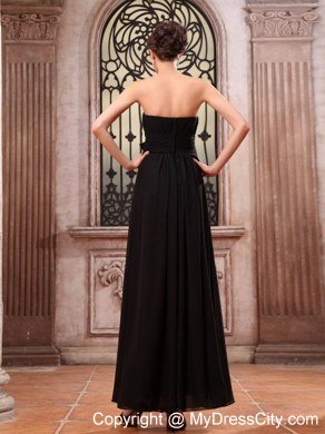 Ankle-length Black Chiffon Homecoming Dress With Hand Flowers