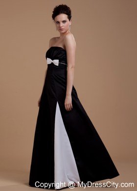 A-Line Strapless Taffeta Long Homecoming Dress with Bowknot