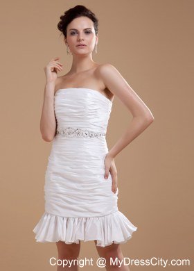 Taffeta Mini-length Column Strapless Homecoming Dress Beaded