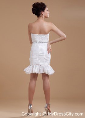 Taffeta Mini-length Column Strapless Homecoming Dress Beaded