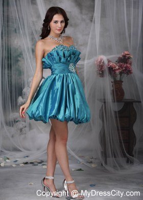 Teal Pricess Mini Taffeta Homecoming Dress with Beading