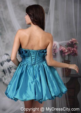 Teal Pricess Mini Taffeta Homecoming Dress with Beading