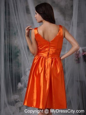 Orange Red Taffeta Short V-neck 2013 Homecoming Dress Ruced