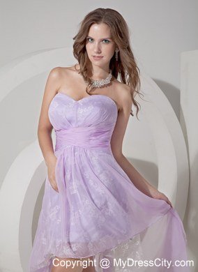 Lilac High-low Princess Chiffon Homecoming Dress Ruched