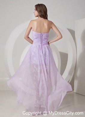 Lilac High-low Princess Chiffon Homecoming Dress Ruched