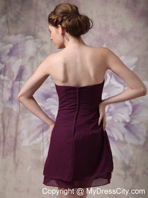 Dark Purple Mini Homecoming Dress with V-neck Chiffon Beads