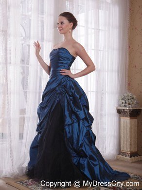 A-Line Strapless Sweep Train Homecoming Dress in Taffeta