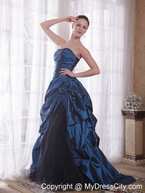 A-Line Strapless Sweep Train Homecoming Dress in Taffeta