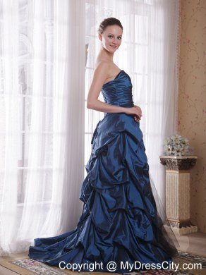 A-Line Strapless Sweep Train Homecoming Dress in Taffeta