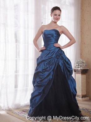 A-Line Strapless Sweep Train Homecoming Dress in Taffeta