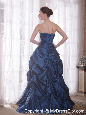 A-Line Strapless Sweep Train Homecoming Dress in Taffeta