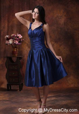 Ruched Royal Blue V-neck Maternity Bridesmaid Dress in Royal Blue