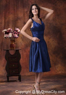 Ruched Royal Blue V-neck Maternity Bridesmaid Dress in Royal Blue