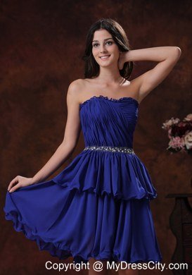 Mini-length Short Navy Blue Chiffon Beaded Homecoming Dress