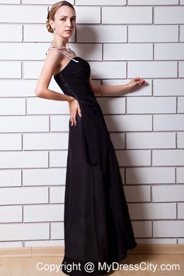 Empire Black Beading One Shoulder Chiffon Homecoming Dress