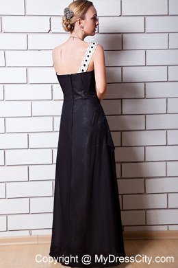 Empire Black Beading One Shoulder Chiffon Homecoming Dress