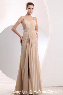 Chiffon Champagne Brush Homecoming Dress with Straps Ruched