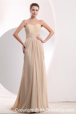 Chiffon Champagne Brush Homecoming Dress with Straps Ruched