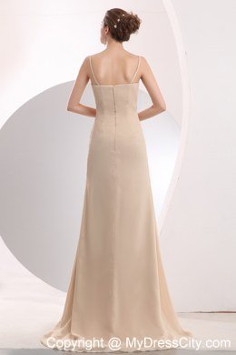 Chiffon Champagne Brush Homecoming Dress with Straps Ruched