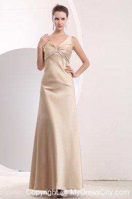 Champagne Satin Empire Ruched Homecoming Dress with Straps