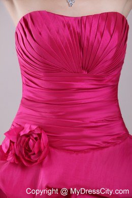 Mini Ruched Hot Pink Homecoming Dress with Pick-ups