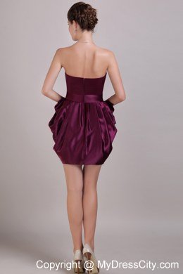 Burgundy Sweetheart Mini Taffeta Ruched Homecoming Dress