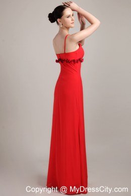 Hand Made Flower Red Column Straps Chiffon Homecoming Dress