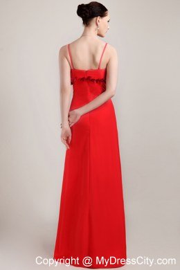 Hand Made Flower Red Column Straps Chiffon Homecoming Dress